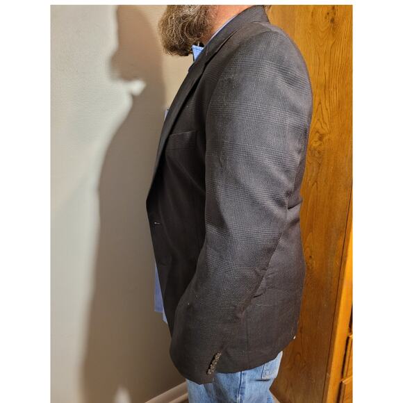 Joseph Abboud Nordstrom Gray Black Plaid Wool Blazer Mens 40R Classic Minimalist - Picture 8 of 11
